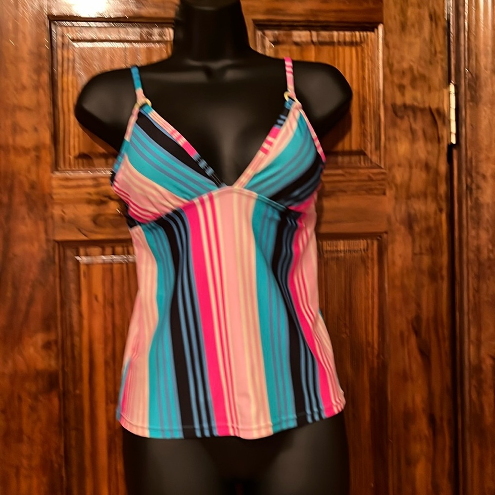 Colorful Striped Tankini Top